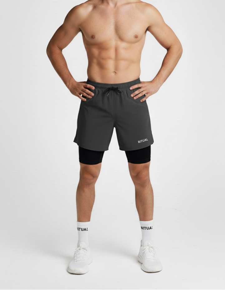 Shorts cortos de running 2 en 1