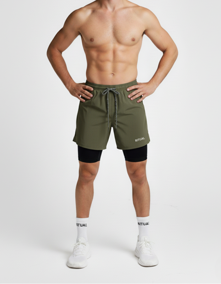Shorts cortos de running 2 en 1