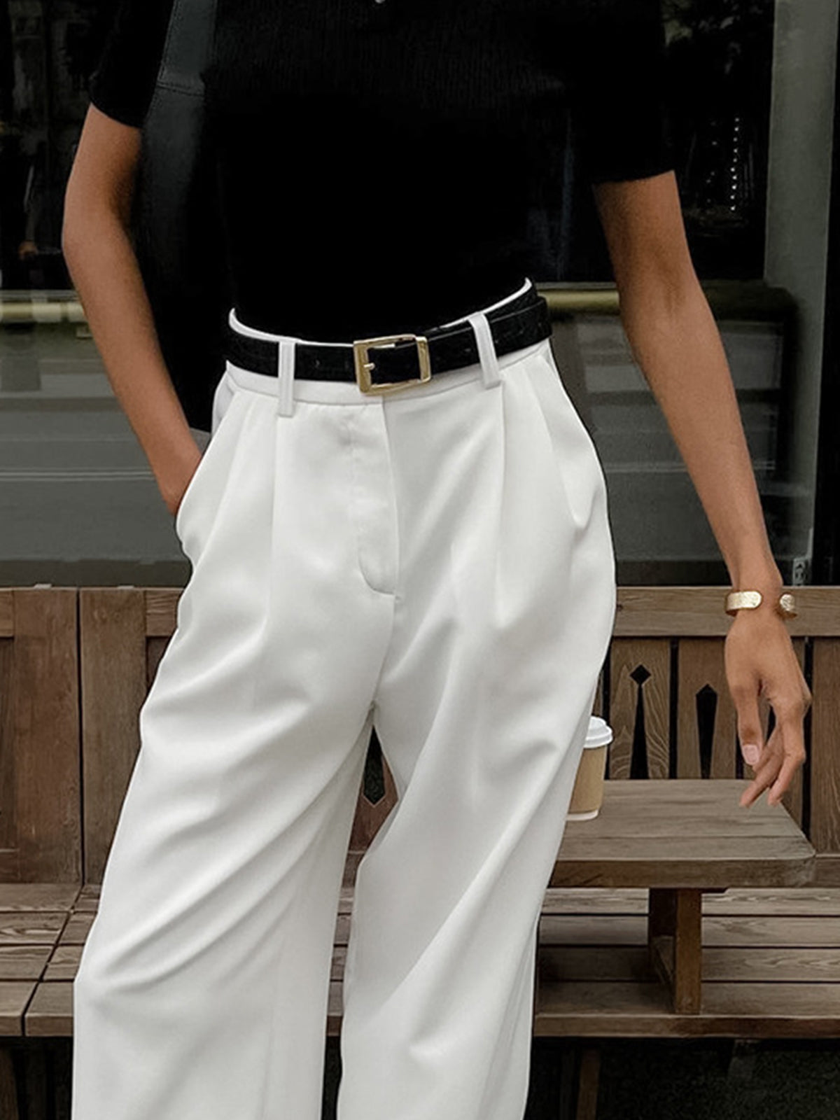 Pantalones anchos lisos