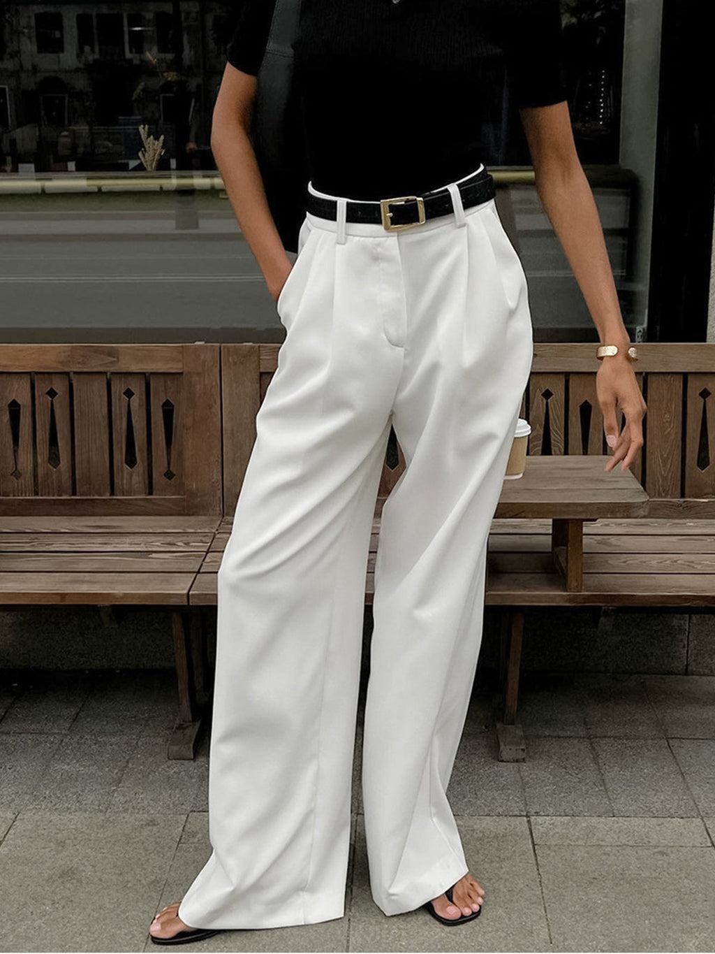 Pantalones anchos lisos