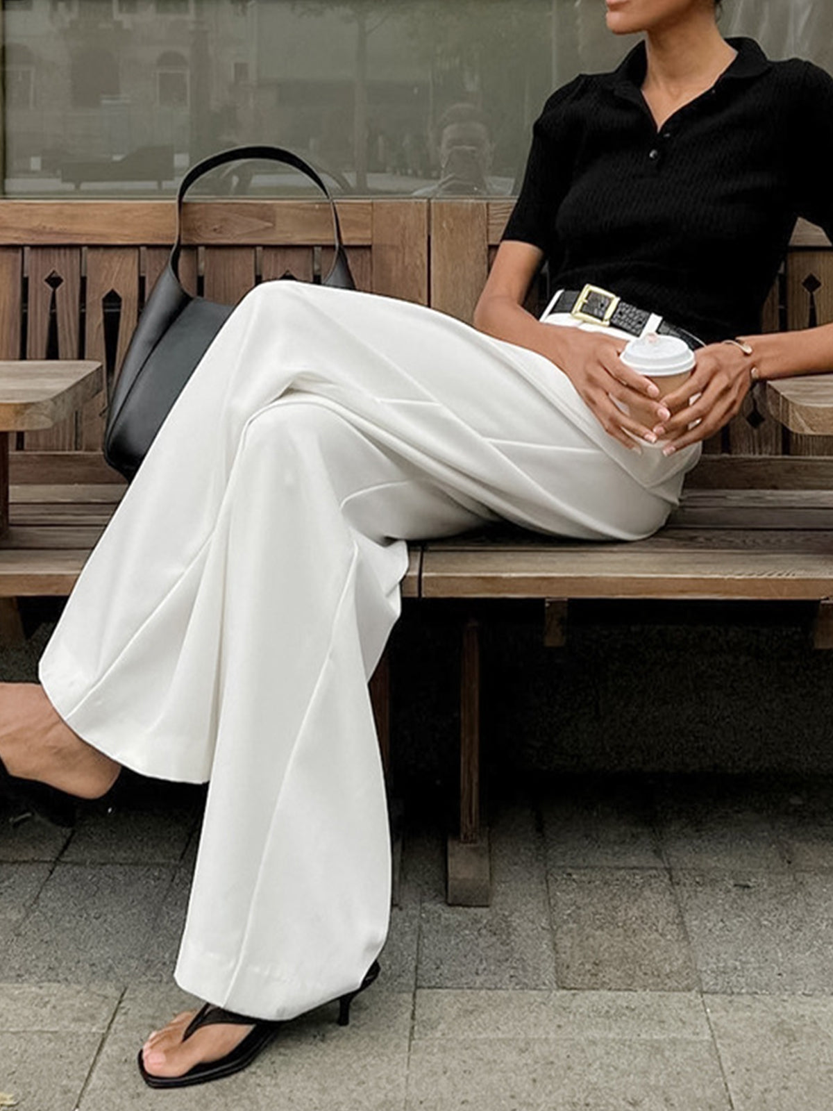 Pantalones anchos lisos