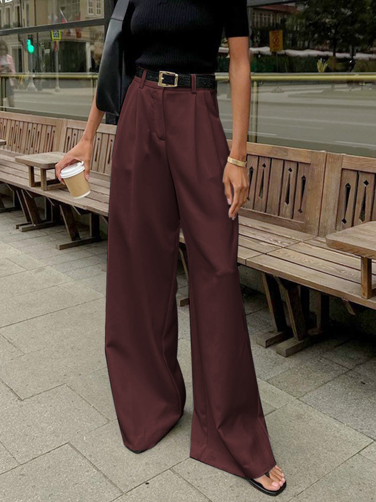 Pantalones anchos lisos