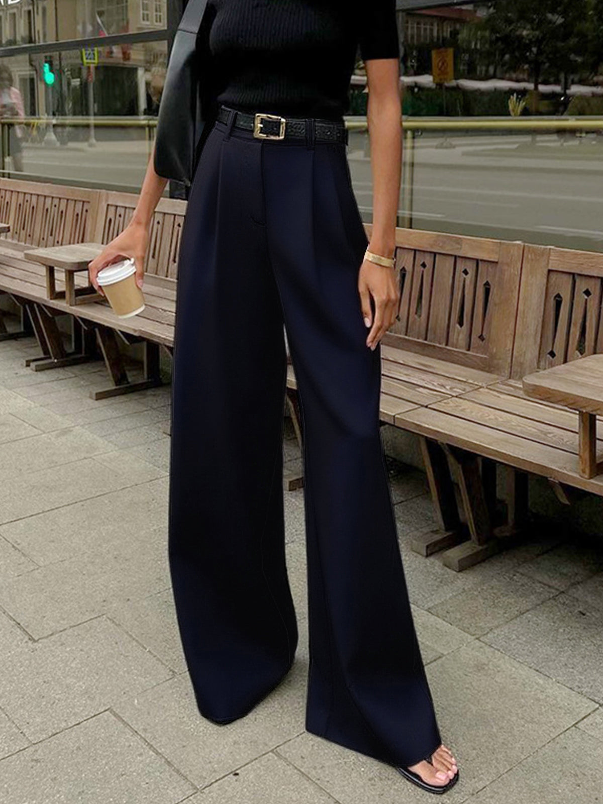 Pantalones anchos lisos